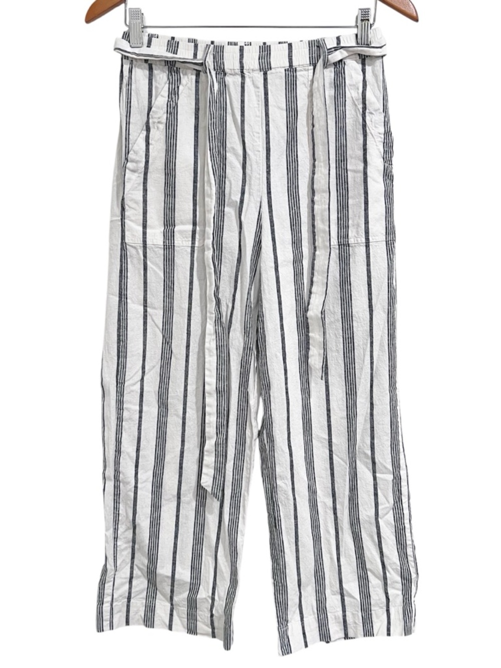 EUC Marine Layer Frankie Striped Relaxed Wide Leg Tie-Waist Hemp Pants